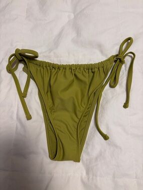 wild fable Olive Green Ruched Tie-Side Bikini Bottom S